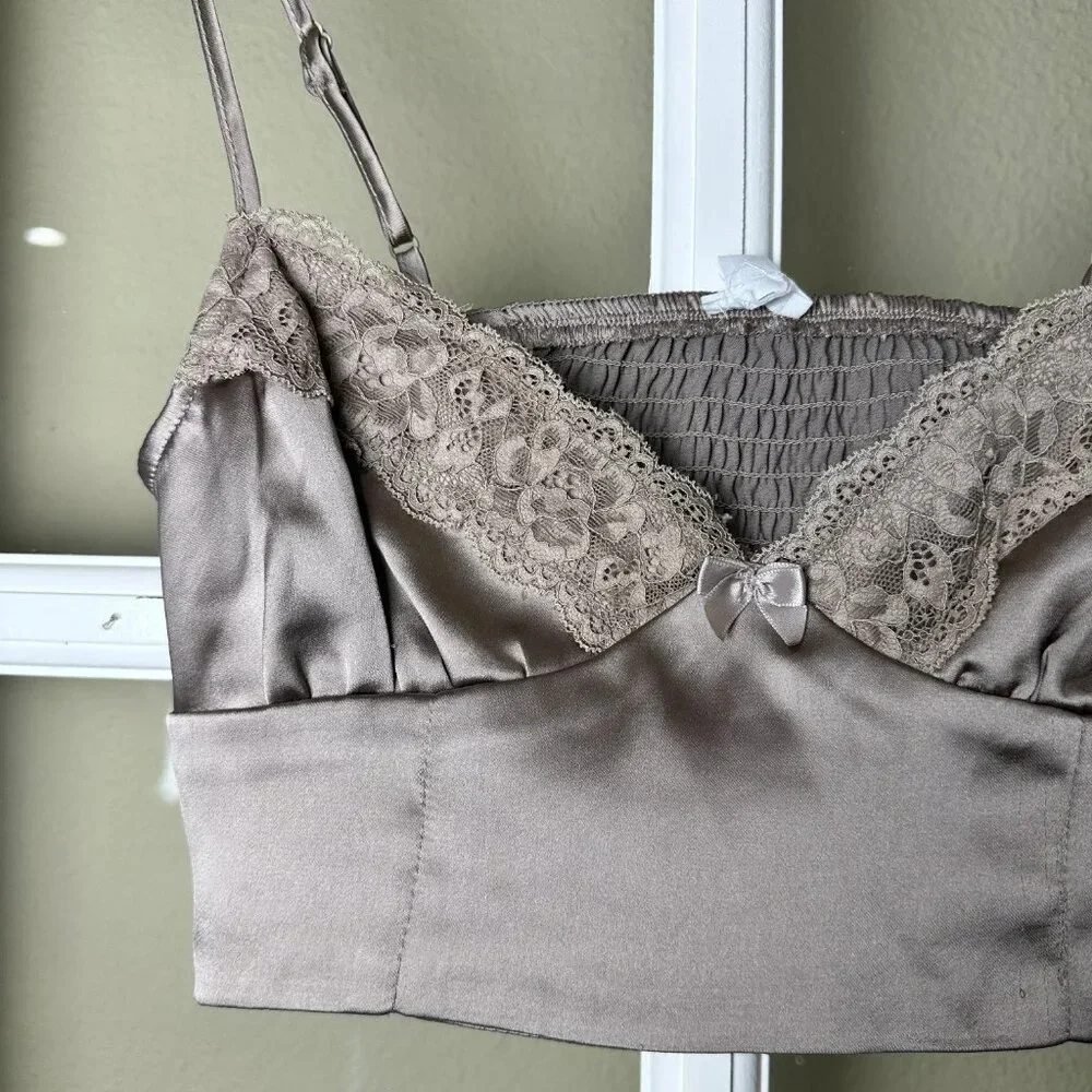 GARAGE Satin Lace Bra Top Corset Bustier Crop - Small - Picture 3 of 5